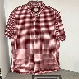 Dockers Red Casual Button Down Shirt Gingham Pattern